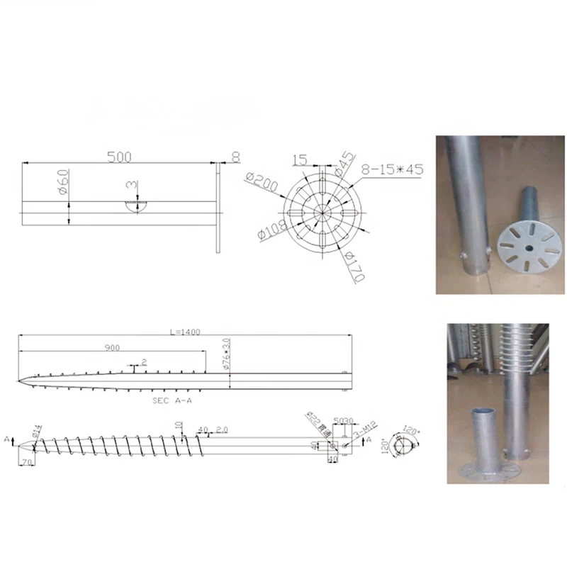 Pole Anchor Ground Screw Detail Pole Anchor Ground Screw Detail